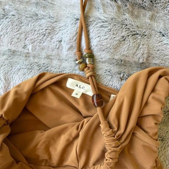 A.L.C Asymmetrical Gabi Brown Beaded Top - Picture 3 of 4